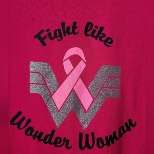 BREAST CANCER AWARENESS Shirt Hot Pink October Wonder Woman NEW